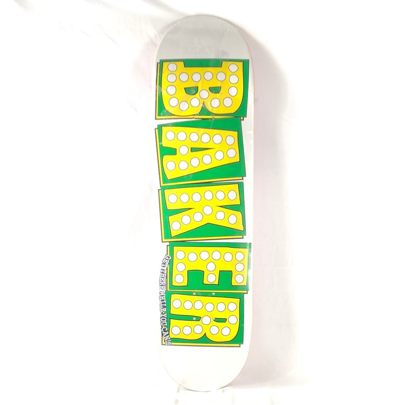 Baker X Shake Junt White/Green/Yellow Size 8.38 Skateboard Deck