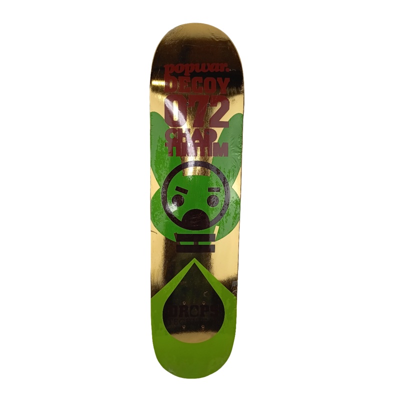 Popwar Skateboards Chad Tim Tim Gold Dipped Green Black Decoy 072 Technical Drops 7.75" Deck