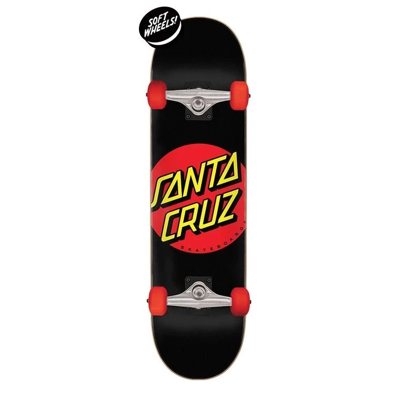Santa Cruz Classic Dot Super Micro Complete Skateboard - 7.25" Black/Red