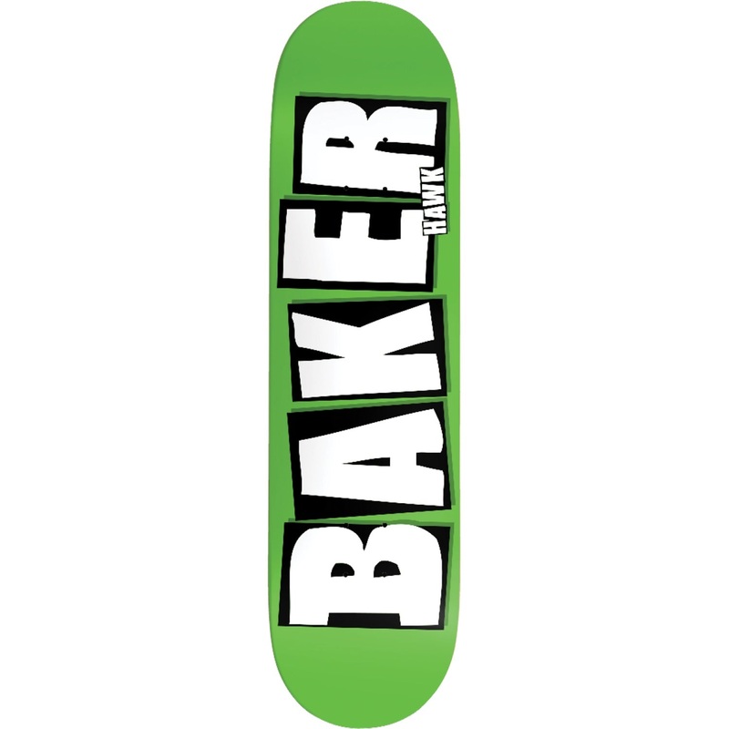 Baker Hawk Brand Name Skateboard Deck - 8.5 Neon Green B2