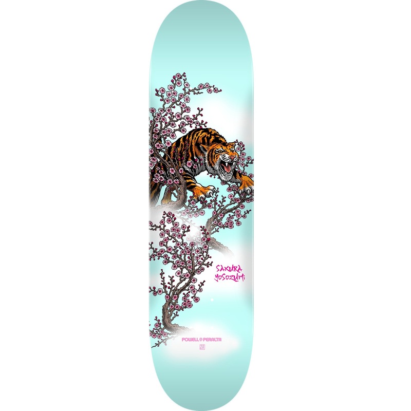 Powell Peralta Yosozumi Tiger Skateboard Deck - 8.25 Light Blue