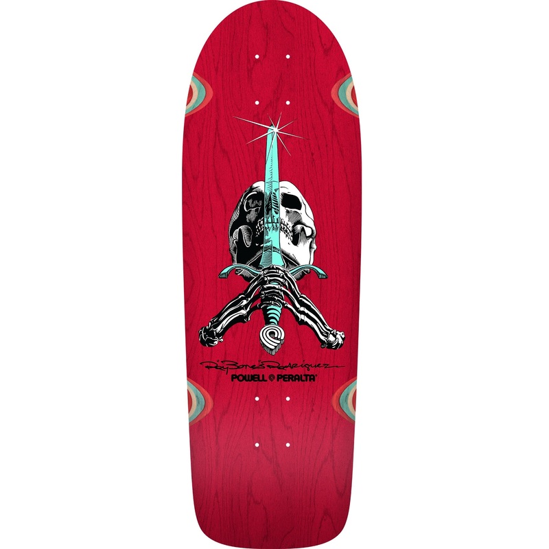 Powell Peralta OG Ray Rodriguez Skull & Sword  Reissue Skateboard Deck - 10 Red Stain