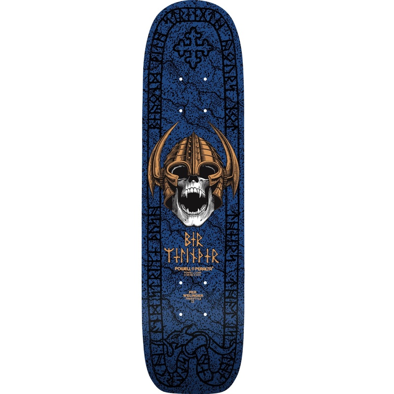 Powell Peralta Per Welinder Nordic Skull Freestyle Skateboard Deck - 7.25 Navy/Gold