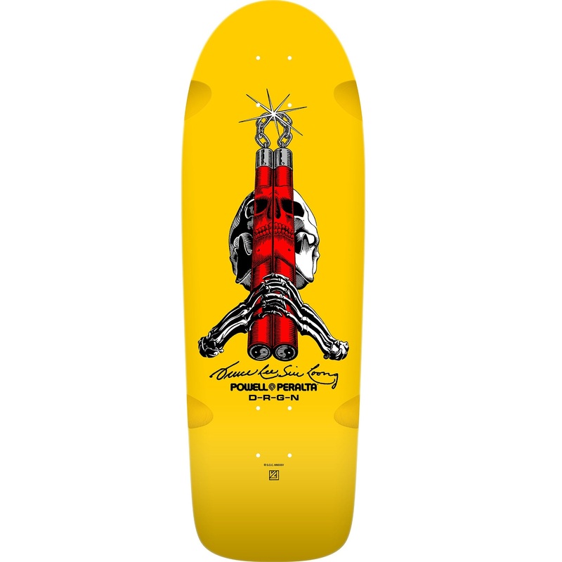 Powell Peralta Skull & Nunchucks Bruce Lee Skateboard Deck - 10 Yellow