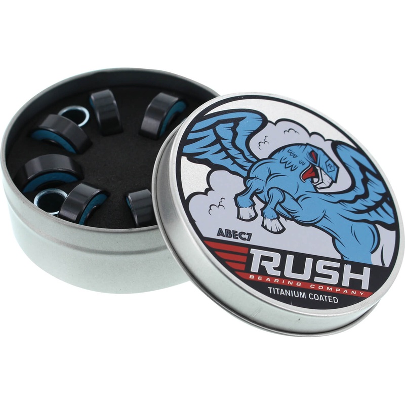 Rush 8mm ABEC-7 Titanium Coated Skateboard Bearings (Set of 8)