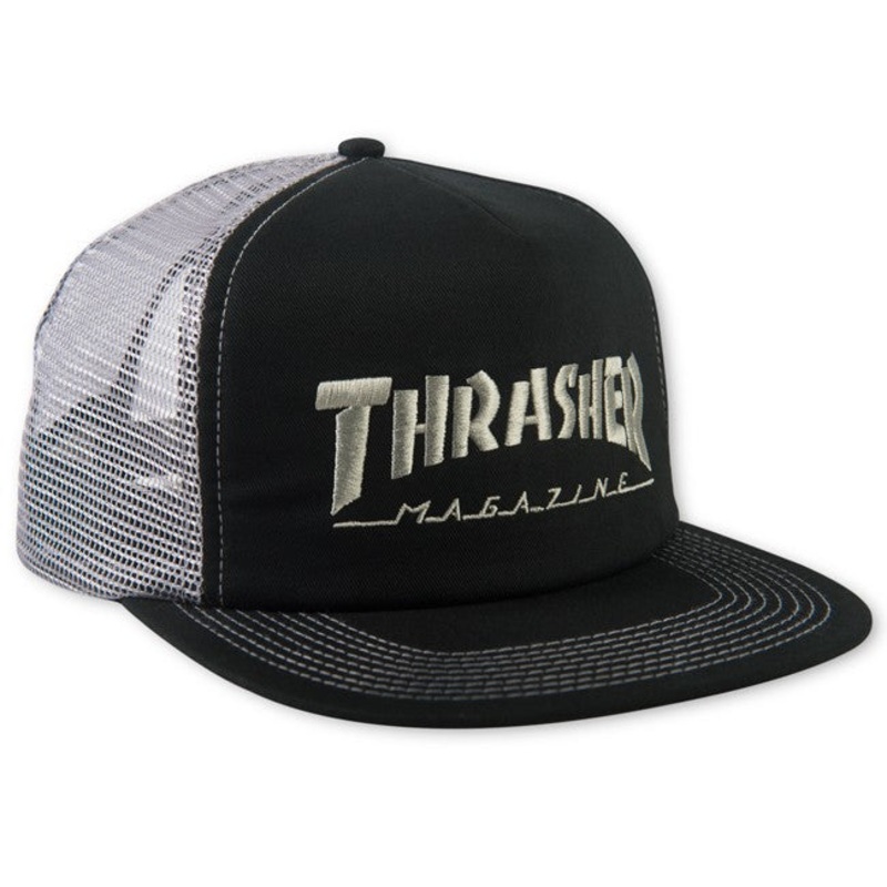 Thrasher - Logo Embroided Mesh Trucker Black/Grey