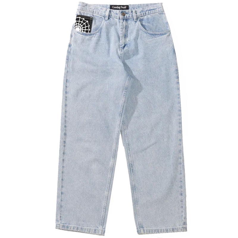 Crawling Death  - Web Denim Jeans Light Blue