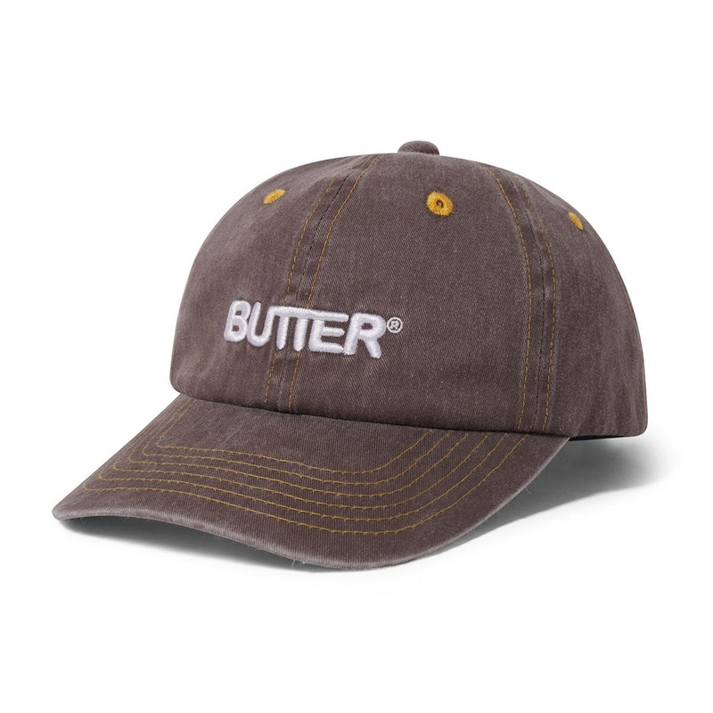 Butter Goods - Rounded Logo 6 Panel Cap Washed Oakwood