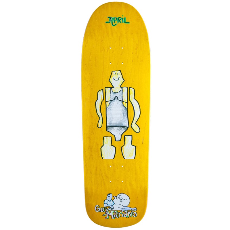 April - Guy Mariano Guy By Gonz Yellow 9.6 Skateboard Deck