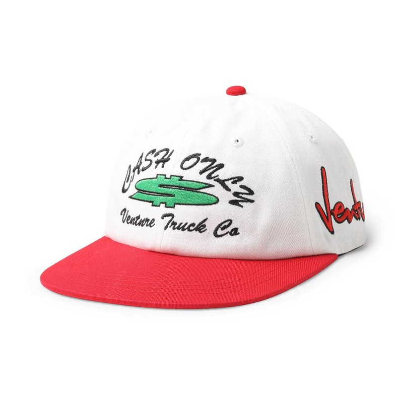 Cash Only - Venture Dollar Sign 6 Panel Hat White/Red