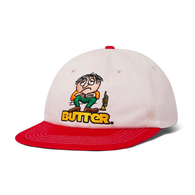 Butter Goods - Blues 6 Panel Cap Natural/Cherry