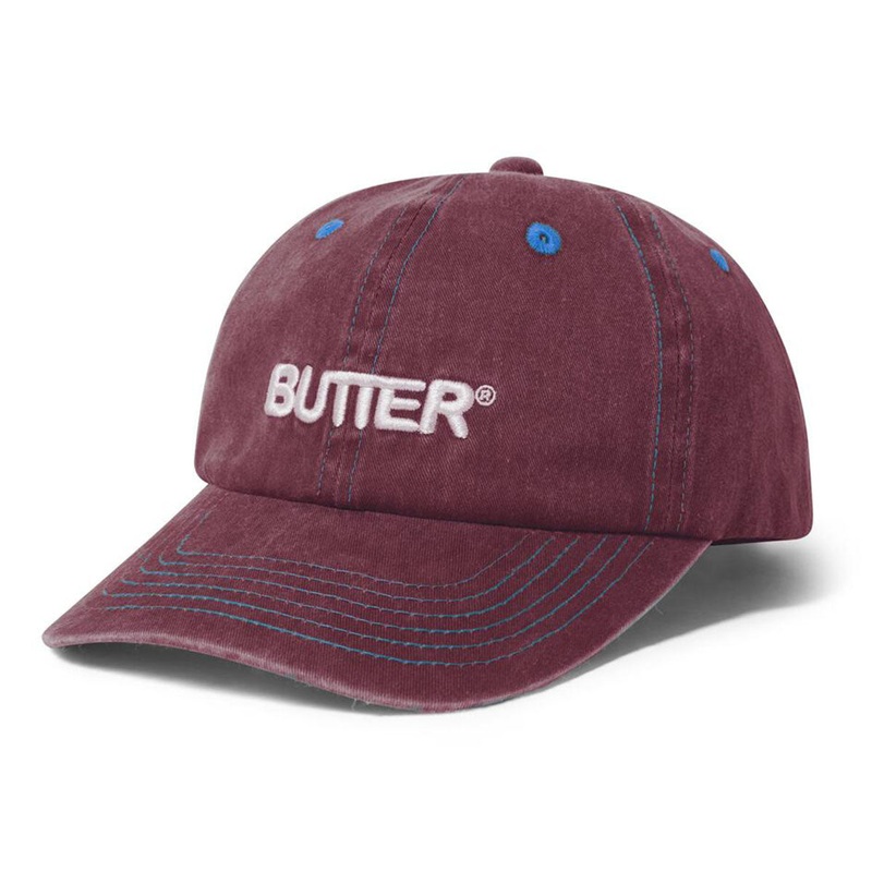 Butter Goods - Rounded Logo 6 Panel Cap Sangria
